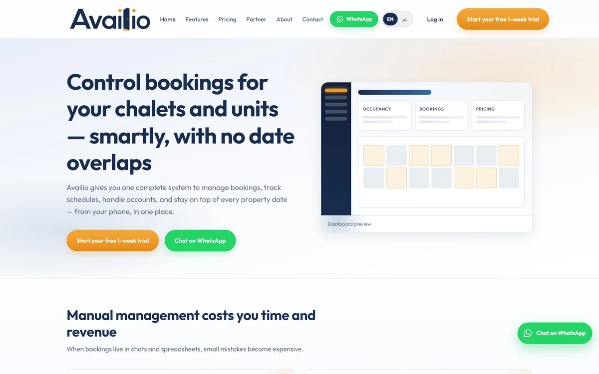 Availio property booking and occupancy software